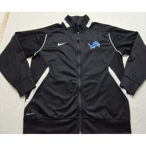 Detroit Lions NFL Nike Dri-Fit black athletic team zip jacket logo "Legacy" sz L